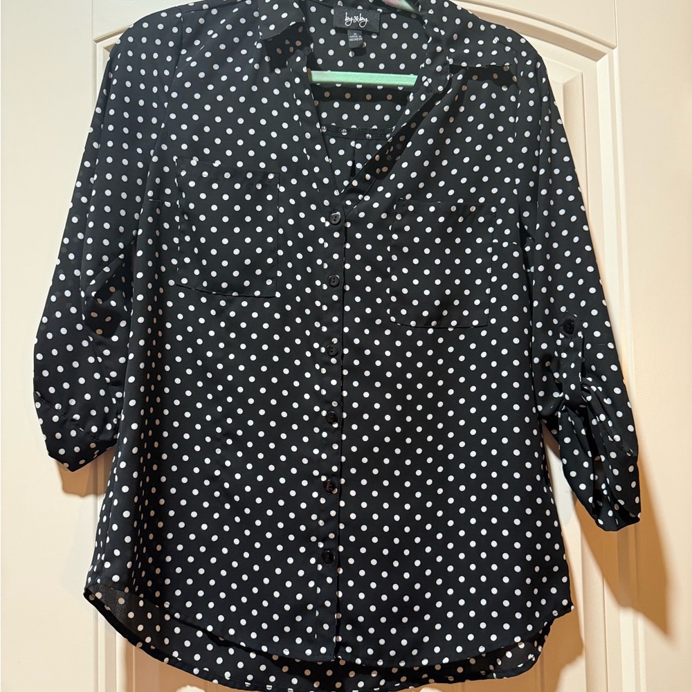 Chic Black Polka Dot Blouse